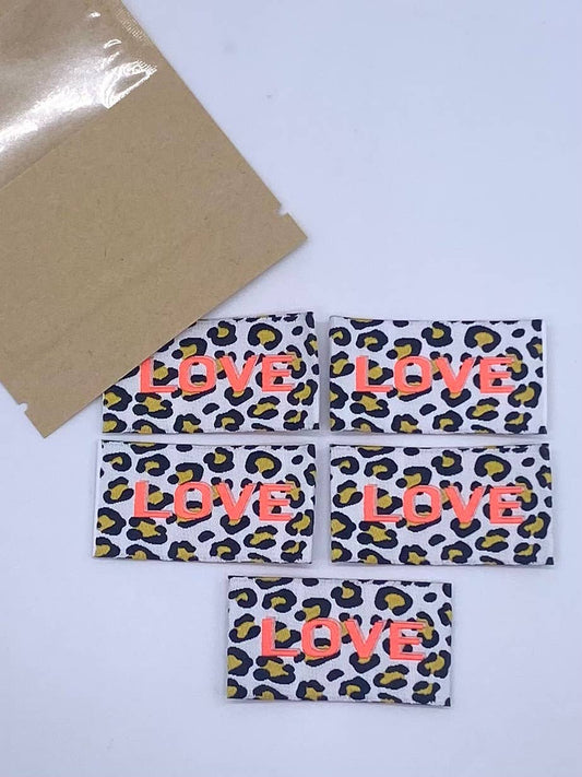 Étiquette tissée à coudre "GRAOU LOVE" Fluo