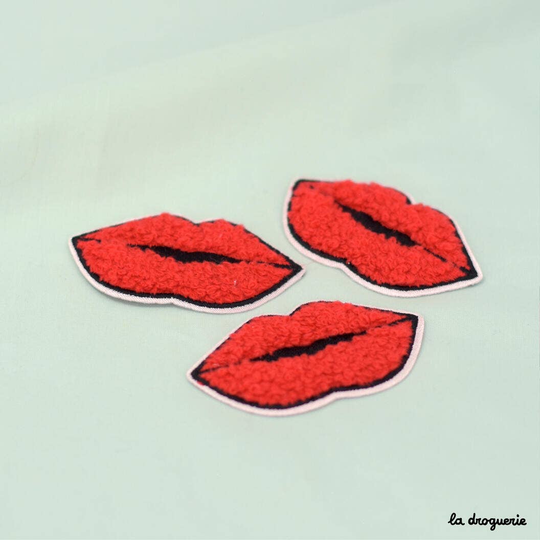 Ecusson "Venice beach lips" 64 mm: Rose fluo