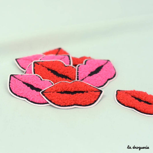 Ecusson "Venice beach lips" 64 mm: Rose fluo