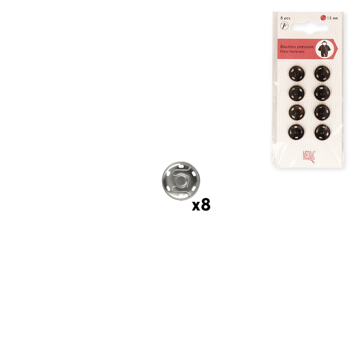 PRESSION A COUDRE N°13 *8p - argent