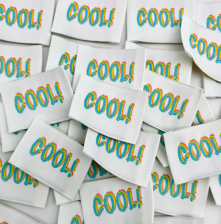 Étiquette à coudre : COOL ! - BLEU JAUNE ROSE