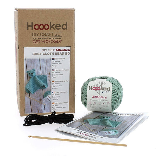 Kit DIY crochet couverture câline ours Bo vert sauge