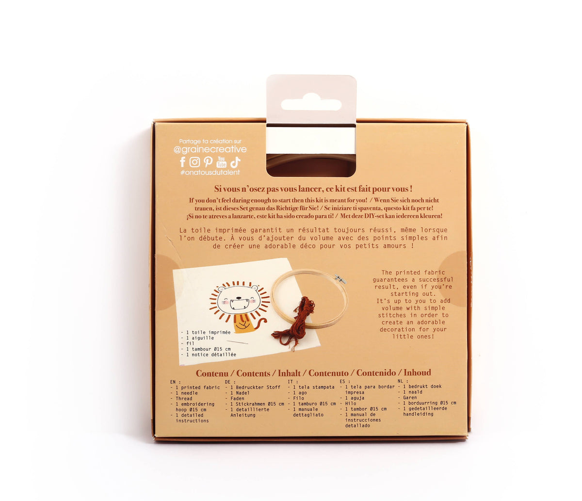 KIT BRODERIE PARTIELLE LION SAUVAGE Ø15 CM