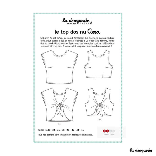 Patron couture du top dos nu Cieza