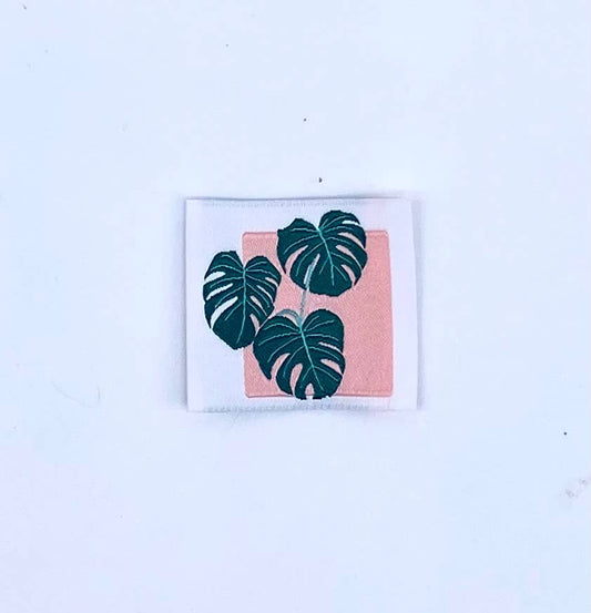 Étiquette à coudre : MONSTERA - Rose