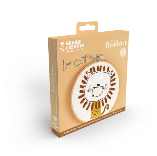 KIT BRODERIE PARTIELLE LION SAUVAGE Ø15 CM