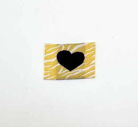 Etiquette Tissée à coudre : Coeur sur fond zèbre - BEIGE
