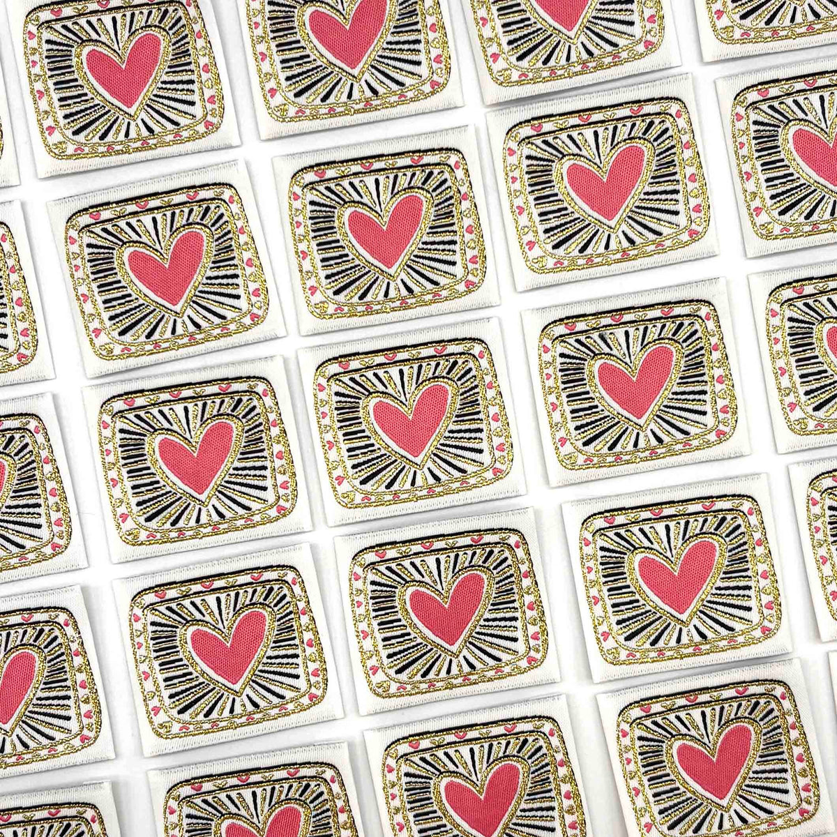 Etiquette Tissée à coudre lurex : Coeur Voto - Écru