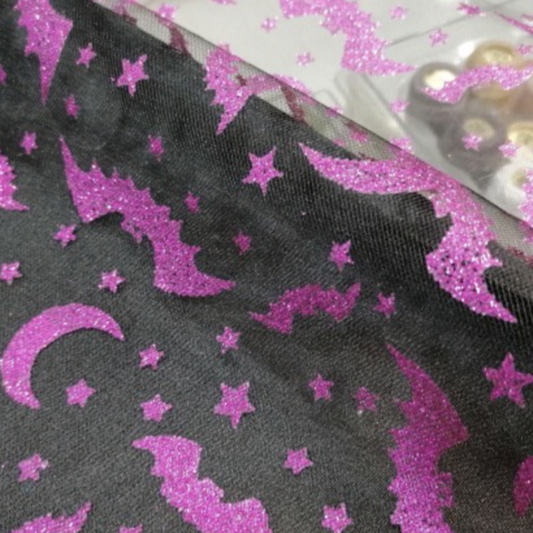 Tulle Halloween violet 100 % polyester - vendu par 50 cm