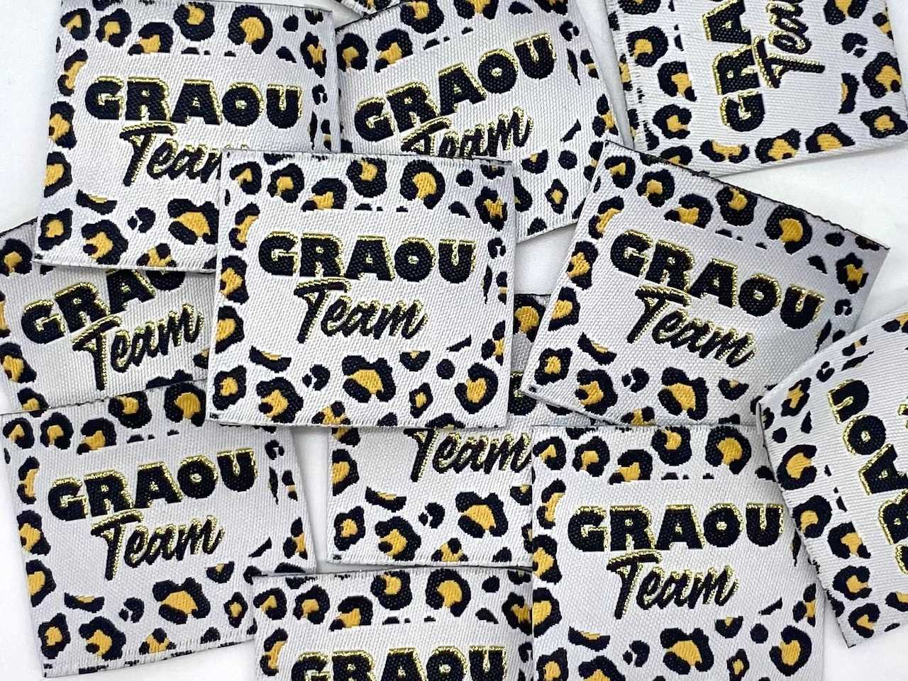 Étiquette tissée à coudre " GRAOU TEAM" Lurex