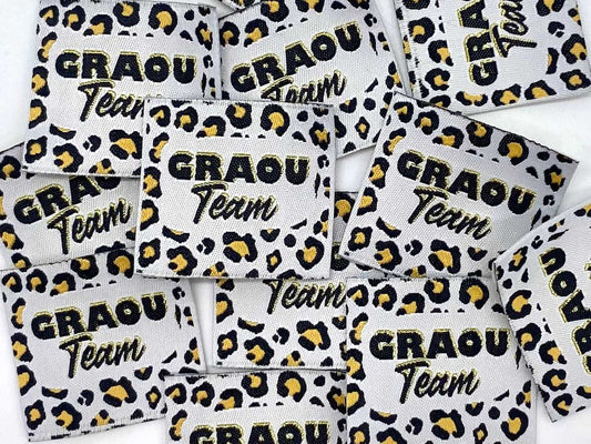 Étiquette tissée à coudre " GRAOU TEAM" Lurex