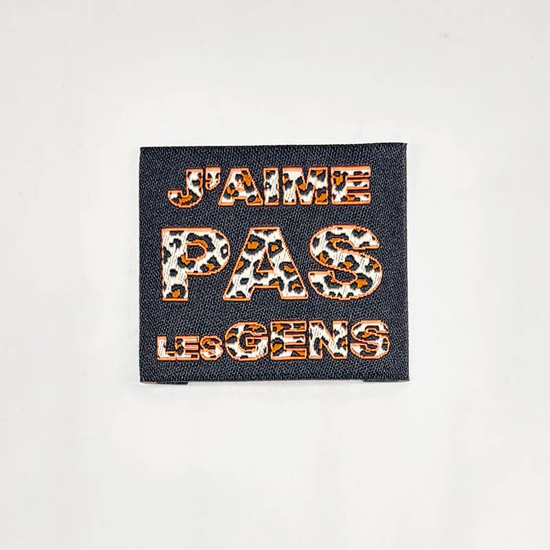 Etiquette Tissée à coudre : J'aime pas les gens - Orange
