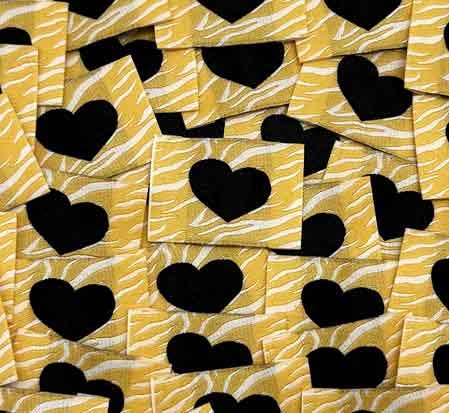Etiquette Tissée à coudre : Coeur sur fond zèbre - BEIGE