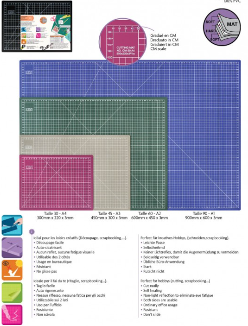 Planche de découpe couture 45x30 cm grise