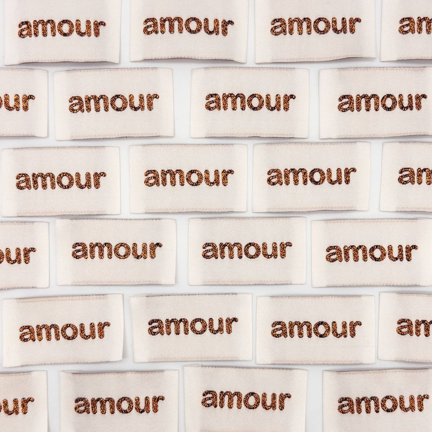Étiquette Tissée à Coudre Lurex "AMOUR" Bronze