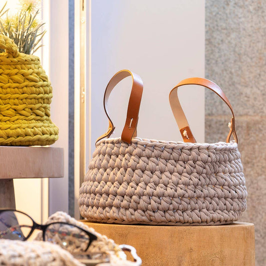 Kit de crochet DIY Panier Zpagetti Panama beige