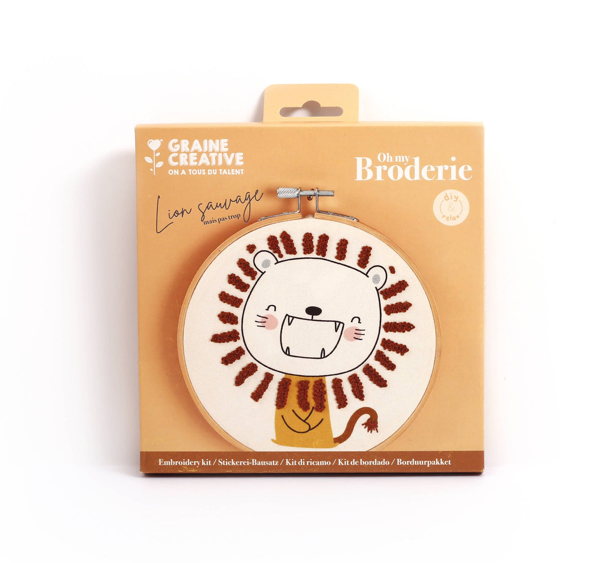 KIT BRODERIE PARTIELLE LION SAUVAGE Ø15 CM