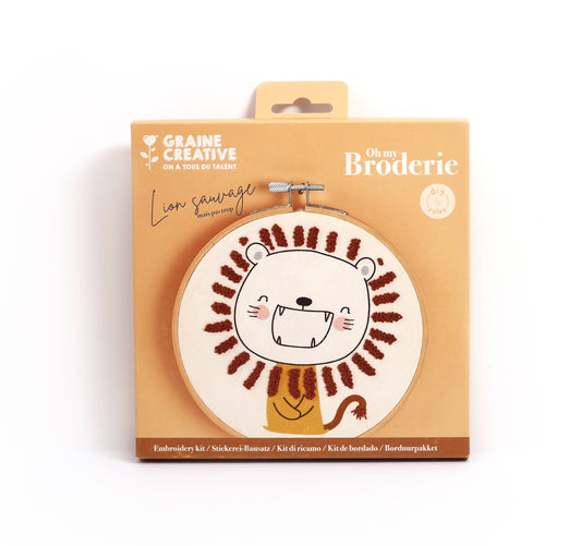 KIT BRODERIE PARTIELLE LION SAUVAGE Ø15 CM
