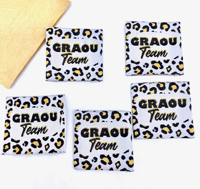 Étiquette tissée à coudre " GRAOU TEAM" Lurex