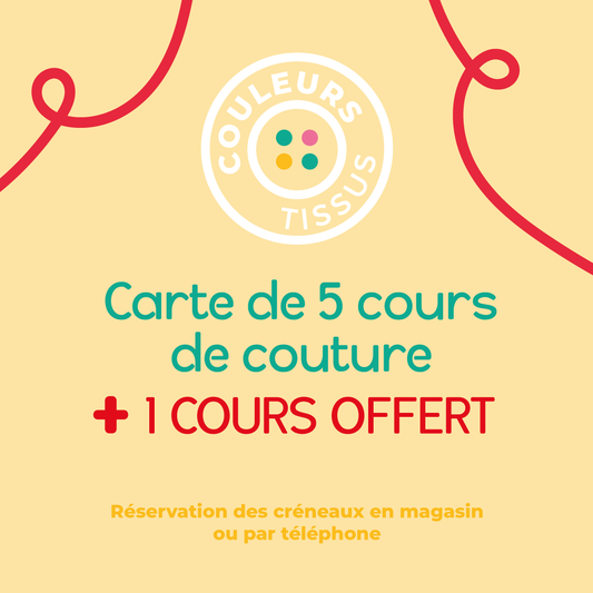 Carte ateliers couture – 5 cours de couture de 2h + 1 atelier offert