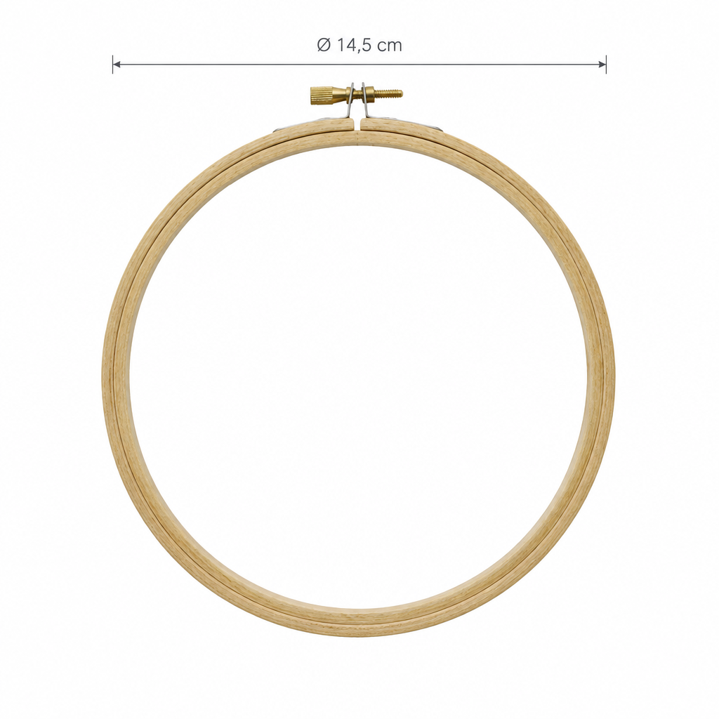 Cercle à broder de 14,5 cm sur fond blanc