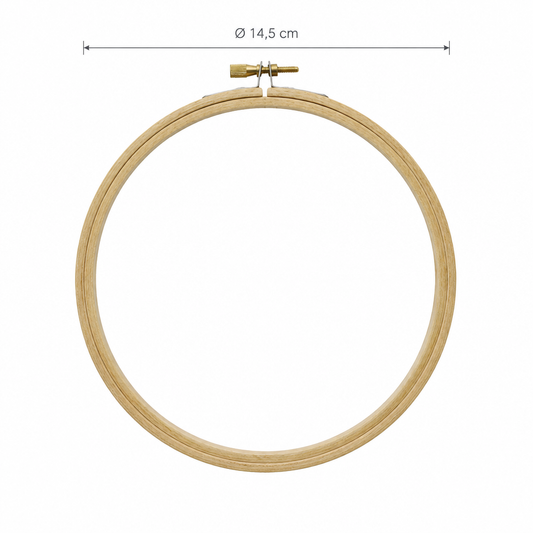 Cercle à broder de 14,5 cm sur fond blanc