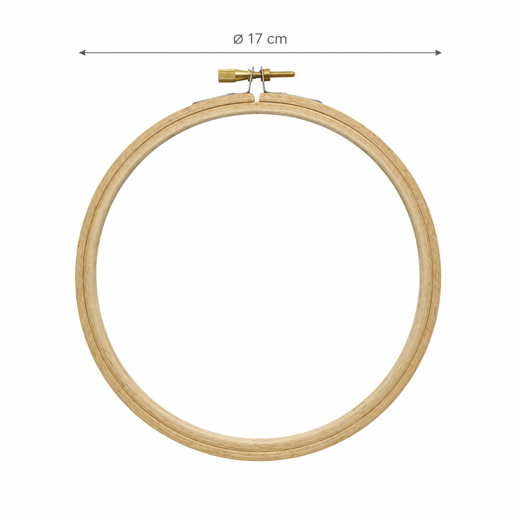 Cercle à broder de 17 cm sur fond blanc