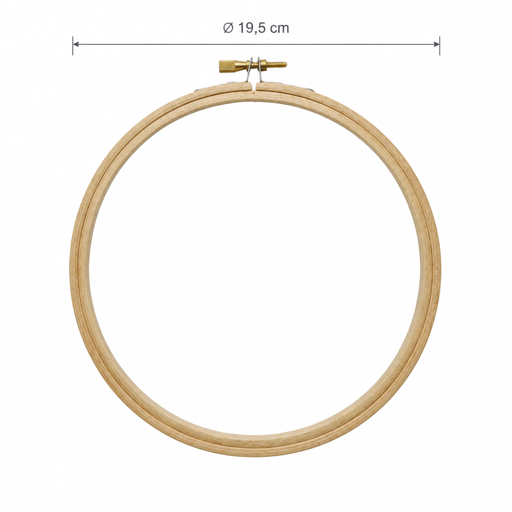 Cercle à broder de 19,5 cm sur fond blanc