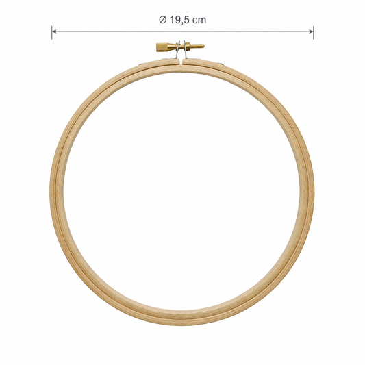 Cercle à broder de 19,5 cm sur fond blanc