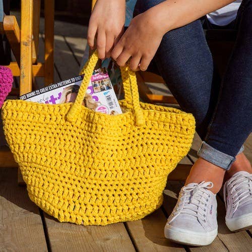 Kit de crochet DIY Sac de plage Avila en RibbonXL jaune citron