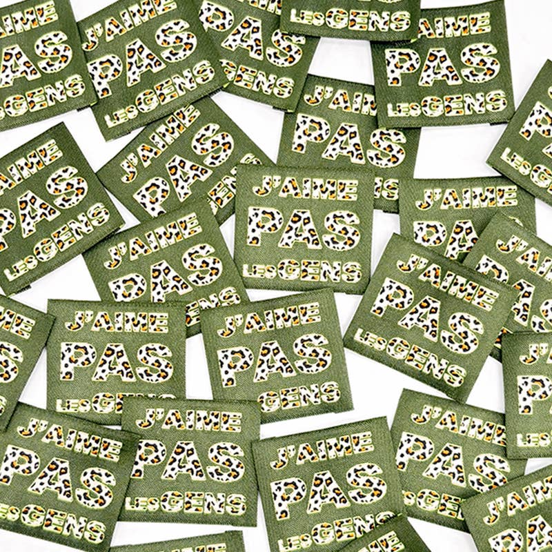 Etiquette Tissée à coudre : J'aime pas les gens - Vert