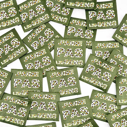 Etiquette Tissée à coudre : J'aime pas les gens - Vert