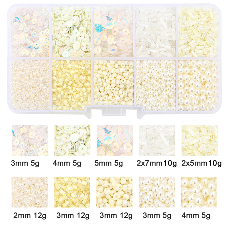 Kit de perles de rocaille en verre et paillettes