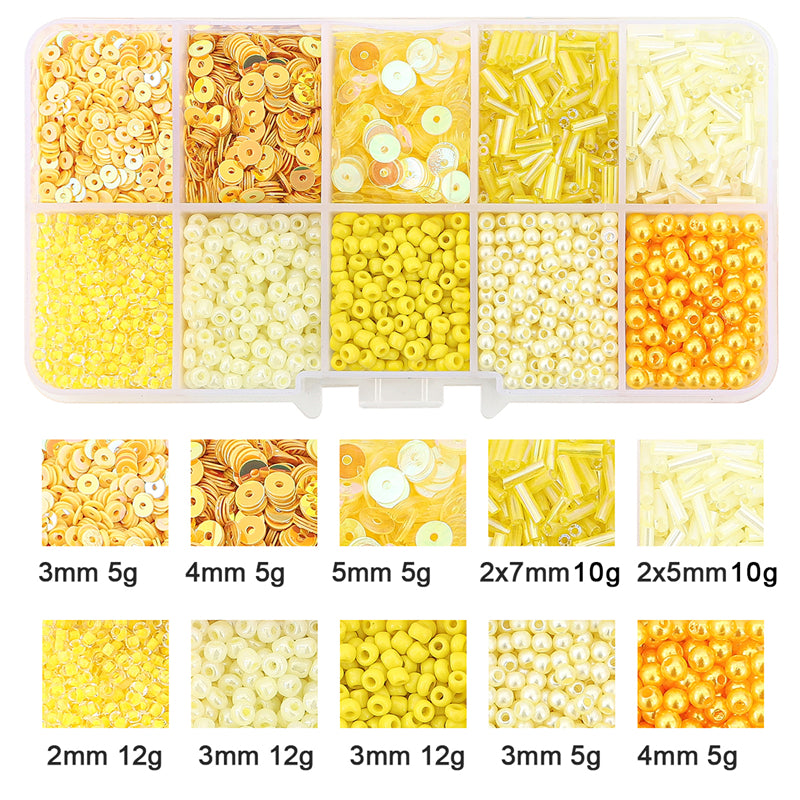 Kit de perles de rocaille en verre et paillettes
