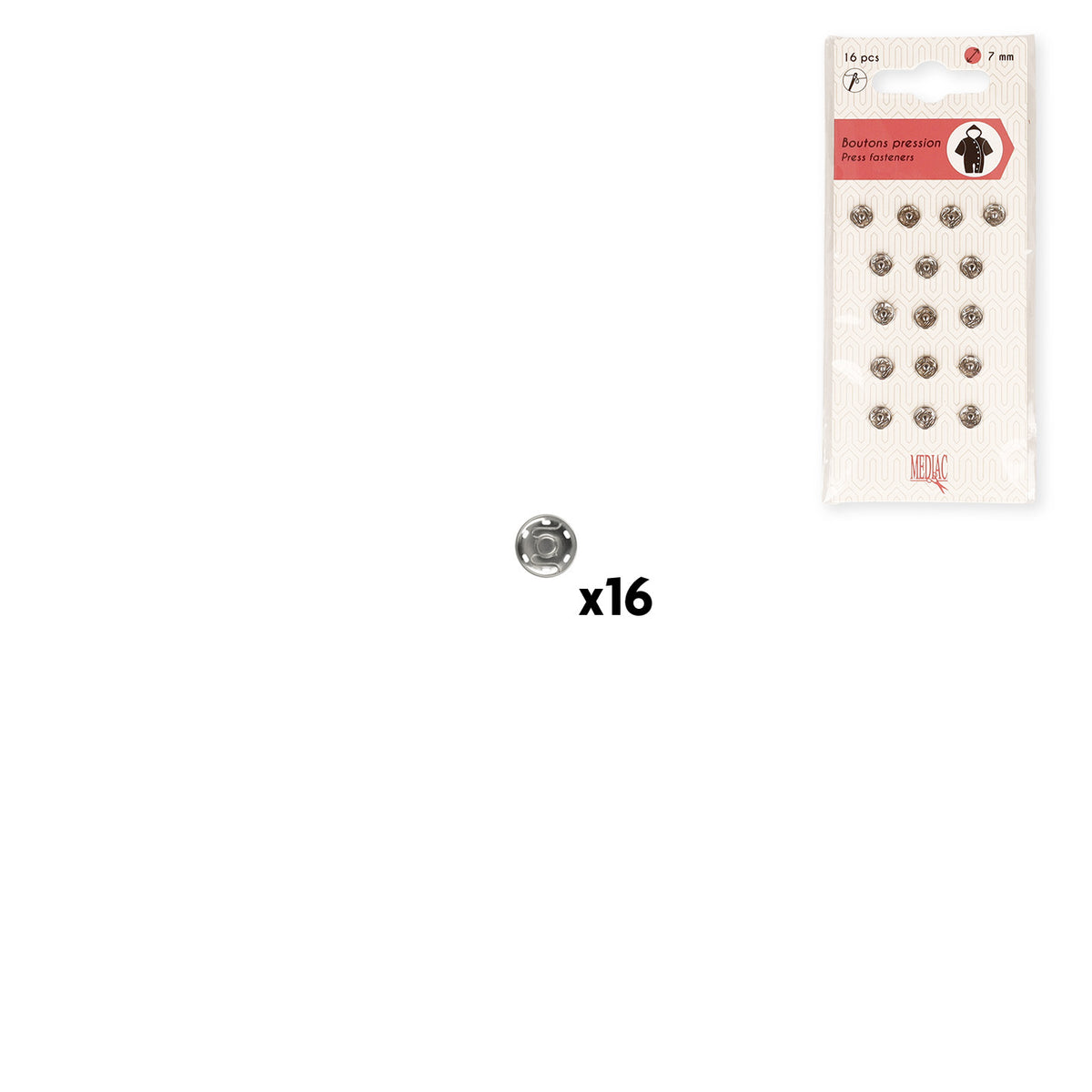 PRESSION A COUDRE N°7 *16p - argent