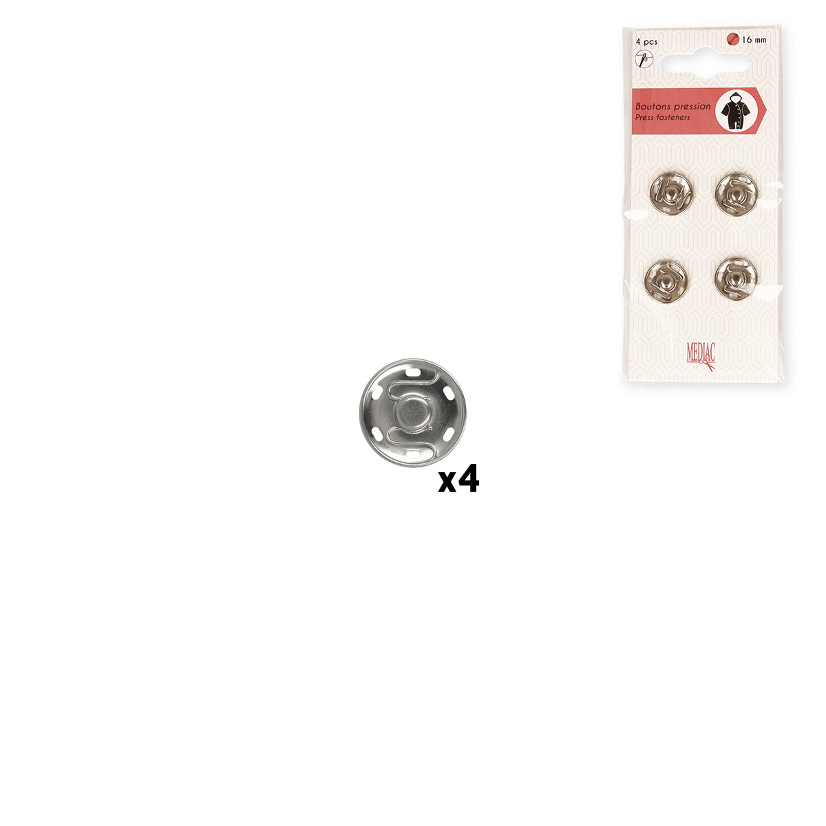 PRESSION A COUDRE N°16 *4p - argent