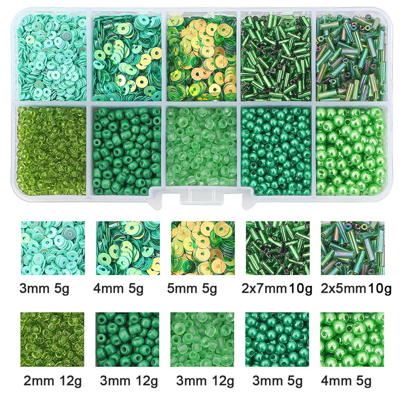 Kit de perles de rocaille en verre et paillettes
