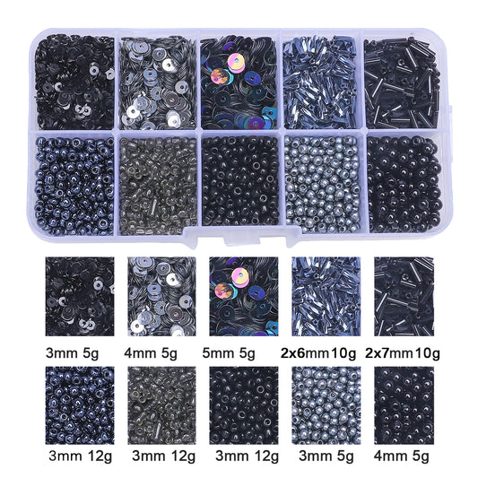 Kit de perles de rocaille en verre et paillettes