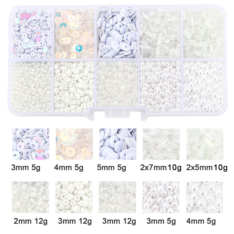 Kit de perles de rocaille en verre et paillettes