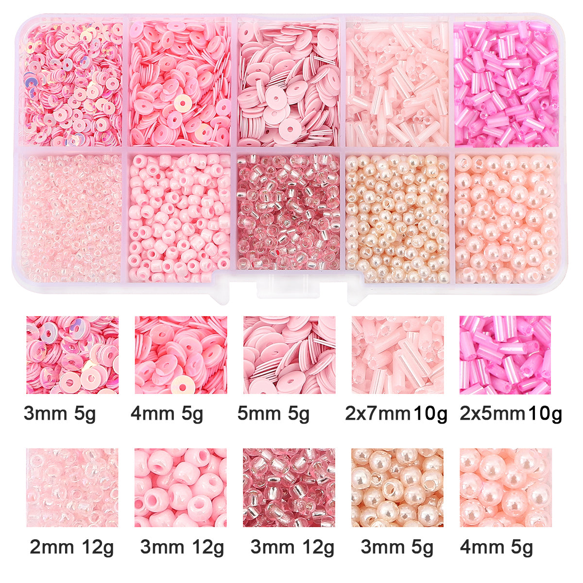 Kit de perles de rocaille en verre et paillettes