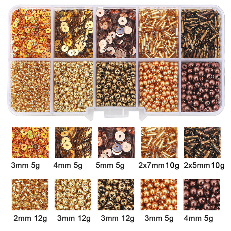 Kit de perles de rocaille en verre et paillettes