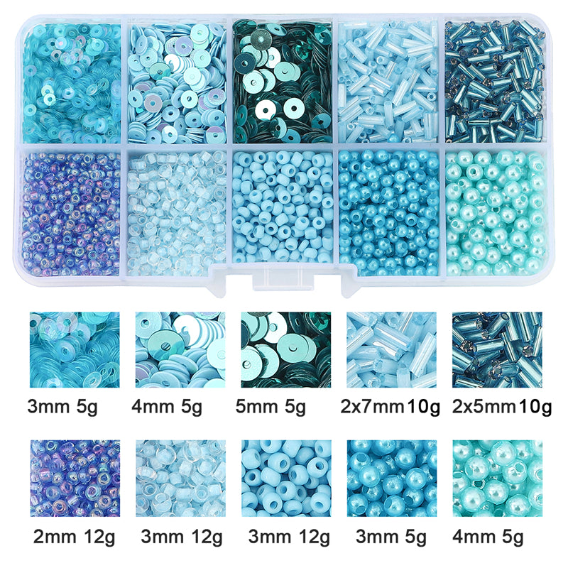 Kit de perles de rocaille en verre et paillettes