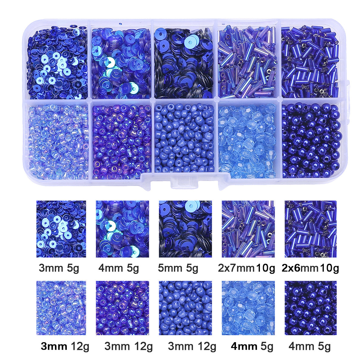 Kit de perles de rocaille en verre et paillettes