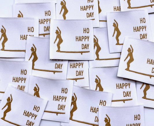 Étiquette à coudre Blanche : Ho Happy Day
