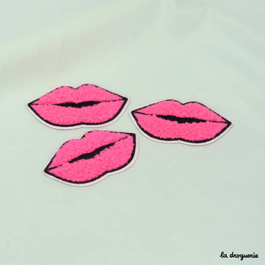 Ecusson "Venice beach lips" 64 mm: Rose fluo