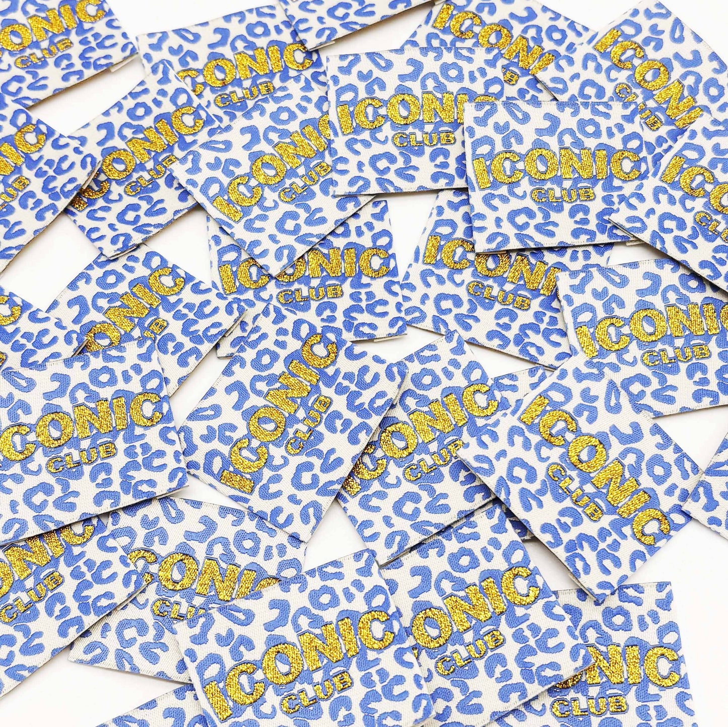 Etiquette Tissée à coudre lurex : Iconic Club Leo - BLEU