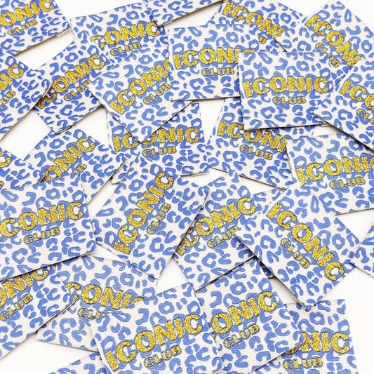 Etiquette Tissée à coudre lurex : Iconic Club Leo - BLEU