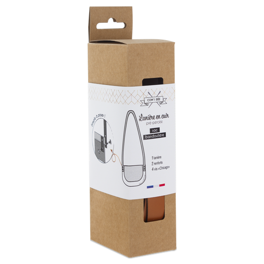Kit lanière camel en cuir pour sac bandoulière
