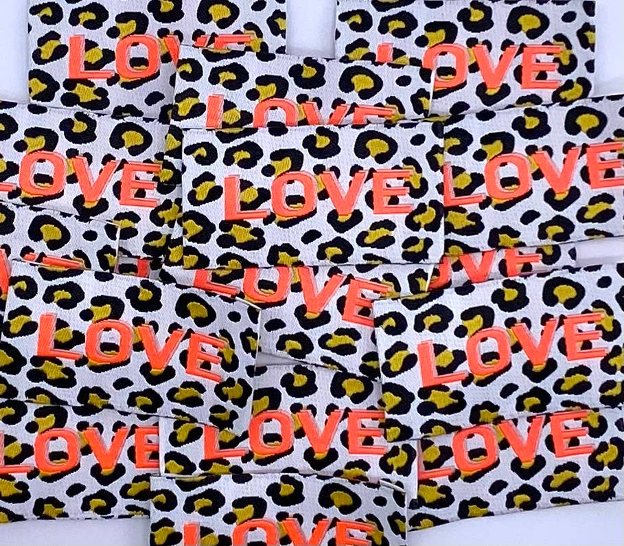 Étiquette tissée à coudre "GRAOU LOVE" Fluo