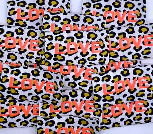 Étiquette tissée à coudre "GRAOU LOVE" Fluo
